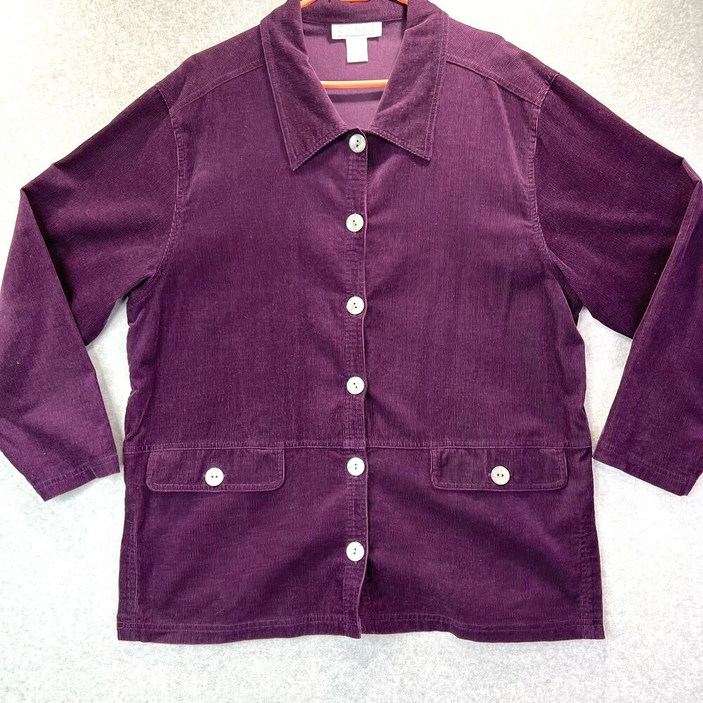 Corduroy Shacket Corduroy C-K-L Purple Womens L Shell Buttons Vtg